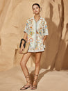 Ensemble Short Femme avec Polo Imprimé et Manches Courtes 