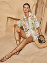 Ensemble Short Femme avec Polo Imprimé et Manches Courtes sitting